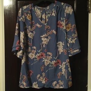 Blue floral top perfect for work/ at the office!